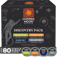 Copper Moon Single Serve Coffee Pods For Keurig K-Cup Brewers, Light, Medium & Dark Roast, Discovery Variety Pack, 80 Count