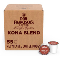 Don Francisco's Kona Blend Medium Roast Coffee Pods, 10% Kona Coffee, 55 Count - Recyclable Single-Serve Pods, Compatible With Keurig K-Cup Coffee Makers