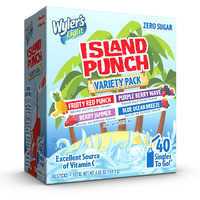 Wyler's Light Island Punch Singles To Go, Variety Pack, Fruity Red Punch, Purple Berry Wave, Berry Jammer And Blue Ocean Breeze, 1 Box (40 Single Servings)