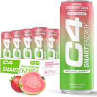 C4 Smart Energy Drink - Sugar Free Performance Fuel & Nootropic Brain Booster, Coffee Substitute Or Alternative | Strawberry Guava 12 Oz - 12 Pack