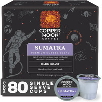 Copper Moon Single Serve Coffee Pods For Keurig K-Cup Brewers, Dark Roast, Sumatra Blend, 80 Count