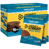 Honey Stinger Organic Gluten Free Cookies & Cream Waffle | Energy Stroopwafel For Exercise, Endurance And Performance | Sports Nutrition For Home & Gym, Pre & During Workout | 16 Waffles, 16.96 Ounce