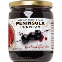 Peninsula Premium Cocktail Cherries | Award Winning | Deep Burgundy-Red | Silky Smooth, Rich Syrup | Luxe Fruit Forward, Sweet-Tart Flavor | Gourmet | American Grown & Made | 20 Oz