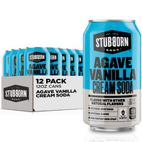 Stubborn Soda, Agave Vanilla Cream Soda, 12Oz Cans, 12 Fl Oz (Pack Of 12)