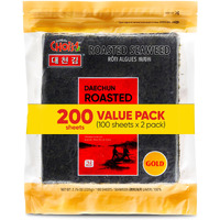 Daechun(Choi's1) Roasted Seaweed, Gim (100+100 Full Sheets), Value Pack, Resealable, Gold Grade, Product Of Korea
