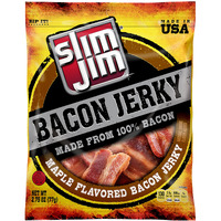 Slim Jim Bacon Jerky, Maple Flavor Meat Snacks, Easy, On-The-Go School, Work And Travel Snacks, 2.75 Oz Bag