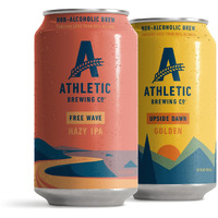 Athletic Brewing Company Craft Non-Alcoholic Beer - Mix 12-Pack - Upside Dawn Golden And Free Wave Hazy Ipa - Low-Calorie, Award Winning - All Natural Ingredients For Great Tasting Drink - 12 Fl Oz Cans