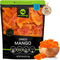 Nut Cravings Dry Fruits - Sun Dried Mango Slices, With Sugar Added (80Oz - 5 Lb, Bulk) Packed Fresh In Resealable Bag - Sweet Snack, Healthy Food, All Natural, Vegan, Kosher Certified