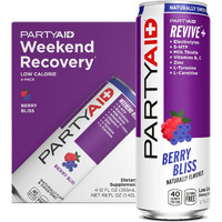 Partyaid Rehab Blend, Feel Good Tonight And Tomorrow, Contains 5-Htp, B-Complex, Milk Thistle, Electrolytes, No Artificial Flavors Or Sweeteners, Caffeine-Free, 12 Fl Oz (Pack Of 4)