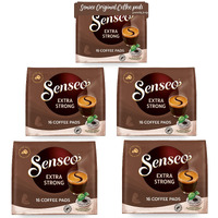 Senseo Coffee Pods Extra Strong Dark Roast, 80 Pods, 16-Count Pods (Pack Of 5) For Senseo Coffee Makers, Hot Coffee, Cold Brew Coffee, Espresso