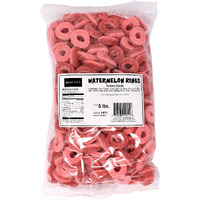 Kervan Candy Bebeto Watermelon Rings - Fruity, Soft, Sweet & Sour Gummy Candy Bulk For Kids, Gift Snacks And Parties - Watermelon Ring Gummies Big Party Size Bag (5 Lbs)