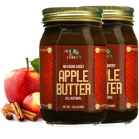 Green Jay Gourmet Low Sugar Apple Butter - All-Natural, Gluten-Free Fruit Spread - Apple Spread With Apples, Cinnamon & Spices - Gourmet Fruit Butter - No Added Sugar Or Corn Syrup - 2 X 19 Ounces