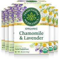 Traditional Medicinals Organic Chamomile & Lavender Herbal Tea, 32 Count (Pack Of 3) - 96 Tea Bags Total