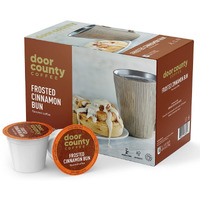 Door County Coffee Frosted Cinnamon Buns Flavored Coffee Ground | 10 Count Single Serve Cups | Medium Roast | 100% Specialty Arabica Coffee | Flavored Gourmet Coffee | Sweet Cinnamon Flavored Coffee