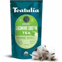 Teatulia Organic Jasmine Green Tea Bags (50 Pyramid Sachet Teabags) Whole Leaf Natural Green Tea Infused With Jasmine Flower In Bags | Premium 100% Compostable And Sustainably Grown In Bangladesh