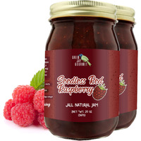 Green Jay Gourmet Seedless Raspberry Jam - All-Natural Fruit Jam With Red Raspberries & Lemon Juice - Vegan, Gluten-Free Jam - Contains No Preservatives Or Corn Syrup - Made In Usa - 2 X 20 Ounces
