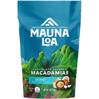Mauna Loa Premium Hawaiian Chocolate Covered Macadamia Nuts, Milk Chocolate Coconut, Cocoa Dusted, 4 Oz Bag (Pack Of 1)