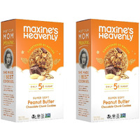 Maxine's Heavenly Peanut Butter Chocolate Chip Cookies | Healthy Vegan Oatmeal Cookies Sweetened With Coconut Sugar & Dates | Plant Based, Gluten Free & Non Gmo | 7.2 Ounces Each (2 Pack)