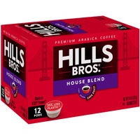 Hills Bros Single Serve Coffee Pods, House Blend, Dark Roast, 12 Count-Keurig Compatible, Roasted Arabica Coffee, Bold, Smooth Flavor