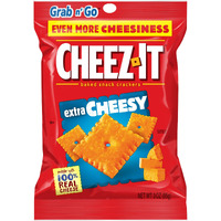 Cheez-It Cheese Crackers, Baked Snack Crackers, Lunch Snacks, Grab N' Go, Extra Cheesy, 6.75Lb Case (36 Pouches)