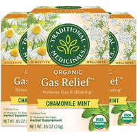 Traditional Medicinals Organic Gas Relief Chamomile Mint Herbal Tea, Relieves Gas & Bloating, (Pack Of 3) - 48 Tea Bags Total