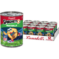 Spaghettios Football Shaped Canned Pasta With Meatballs, 15.6 Oz Can (Pack Of 12)