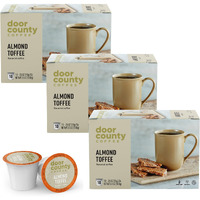 Door County Coffee Almond Toffee Flavored Coffee Ground | 30 Count Single Serve Cups | Medium Roast | 100% Specialty Arabica Coffee | Flavored Gourmet Coffee | Roasted Almonds &Toffee Flavored Coffee