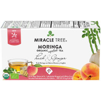 Miracle Tree - Organic Moringa Superfood Tea, 25 Individually Sealed Tea Bags, Peach & Ginger (Keto, Detox, Energy & Immunity Booster, Vegan, Gluten-Free, Organic, Non-Gmo, Caffeine-Free)