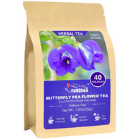 Fullchea - Butterfly Pea Flower Tea Bags, 30 Teabags, 1.3G/Bag - Premium Dried Butterfly Pea, Cultivated From Thailand - Non-Gmo - Caffeine-Free - Rich In Antioxidants & Support Eye Health