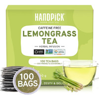 Handpick, Lemongrass Tea Bags (100 Count) Non-Gmo, Caffeine Free - Quality Lemongrass Herbal Tea- Eco-Conscious Round Tea Bags | Brew Hot Or Iced Tea