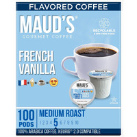 Maud's French Vanilla Flavored Coffee Pods, 100 Ct | French Vanilla Flavor | 100% Arabica Medium Roast Coffee | Solar Energy Produced Recyclable Pods Compatible With Keurig K Cups Maker