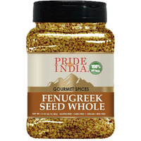 Pride Of India - Fenugreek Seed Whole - Whole & Gourmet Indian Spice - Ideal Seasoning For Cooking - Free Of Preservatives - Easy To Use - 12 Oz. Medium Dual Sifter Jar