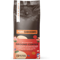 Mushroom Ground Coffee W/ 10 Organic Mushroom Extracts - King Trumpet, Agaricus Blazei, Willow Bracket, Lion's Mane, Chaga, Reishi, Cordyceps, Turkey Tail, Maitake, Shiitake 340G (Perfect 10)