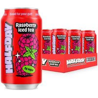 Halfday Prebiotic Raspberry Iced Tea Cans, 12 Pack, Supports Digestive Health & Gut Health, 8G Plant Fiber & Prebiotics, Gluten Free, Paleo, Low Calorie, Low Sugar, Organic Tea, 12 Fl Oz, 355 Ml
