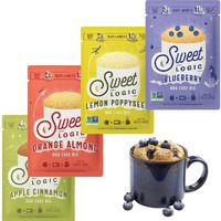 Sweet Logic Keto Dessert Mug Cake Mixes - Breakfast Variety Pack - Blueberry, Apple Cinnamon, Lemon Poppyseed, & Orange Almond - Low Sugar - Low Carb - Gluten-Free - High Protein - All Natural (4 Pack)