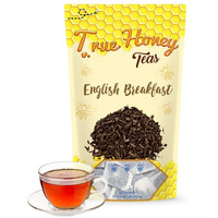 True Honey English Breakfast Tea Bags - Honey Crystals Blended In Every Sachet - Strong Antioxidant Support - All Natural Organic Herbal Caffeinated Free Tea Bag 24 Count