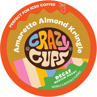 Crazy Cup Amaretto Decaf Coffee, Decaffeinated Amaretto Almond Kringle Coffee Pods For K Cup Keurig Machines, Brew Hot Or Iced, 22 Count
