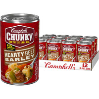 Campbell's Chunky Soup, Hearty Beef And Barley Soup, 18.8 Oz Can (Case Of 12)