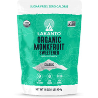 Lakanto Organic Classic Monk Fruit Sweetener With Erythritol - White Sugar Substitute, Zero Calorie, Keto Diet Friendly, Zero Net Carbs, Baking, Sugar Replacement (Organic Classic White - 1 Lb)