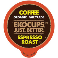 Ekocups Organic Espresso Roast Coffee Pods, Extra 30% More Coffee Per Cup, Artisan Fair Trade Dark Roast, Espresso Coffee For Keurig K Cup Machines, Recyclable Pods, 40 Count