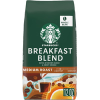 Starbucks Whole Bean Coffee, Medium Roast Coffee, Breakfast Blend, 100% Arabica, 1 Bag (12 Oz)