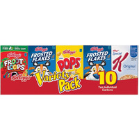 Kellogg's Cold Breakfast Cereal, Single Serve, Variety Pack, 10.94Oz Tray (10 Boxes)
