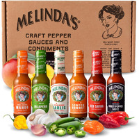 Melindas Chef Figs Heat & Flavor Collection - Gourmet Hot Sauce Gift Set With A Variety Of Flavors & Spice Levels - Includes Ghost, Mango, Garlic, Red Savina, Scotch Bonnet, Jalapeo - 5 Oz, 6 Pack
