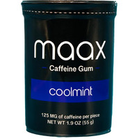 Maax Caffeine Energy Gum | 125Mg Of Caffeine Per Piece | Coolmint | 25 Pieces Per Container | Focus Supplement