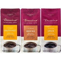 Teeccino Herbal Coffee Variety Pack - Hazelnut, Mocha And Java - Ground Herbal Coffee Thats Prebiotic, Caffeine-Free & Acid Free, Dark Roast, 11 Ounce (Pack Of 3)