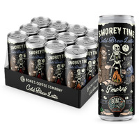 Bones Coffee Company S'Morey Time Flavored Cold Brew Coffee S'Mores & Graham Crackers Flavor, 11 Fl Oz Cold Brew Latte, Canned Coffee Drinks, Coffee On-The-Go (12 Pack)