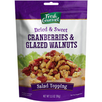 Fresh Gourmet Dried Cranberries & Glazed Walnuts | 3.5 Ounce, Pack Of 9 | Crunchy Snack And Salad Topper