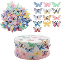 Gyufise 72Pcs Edible Butterfly Cupcake Toppers 3D Colorful Cake Realistic Butterfly Dessert Decoration For Birthday Party Wedding Food Decorations Mixed Size