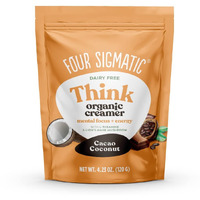 Think Cacao Coconut Coffee Creamer By Four Sigmatic | Chocolate Organic Coffee Creamer With Lions Mane And L-Theanine | Powdered Coconut Creamer | Non Dairy Creamer Powder | 4.23 Oz