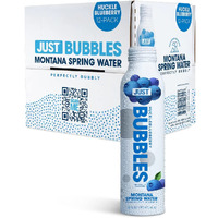 Just Bubbles Huckleblueberry - Pure Premium Sparkling Spring Water In A Fully Recyclable Reusable Eco-Friendly Bottle - 100% Mountain-Sourced Carbonated Water With Naturally Occurring Minerals, 16 Fl Oz (Pack Of 12)